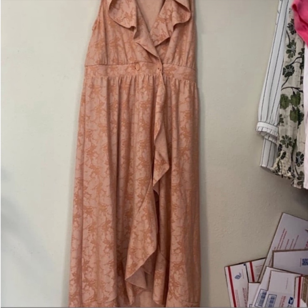 Zara Peach Floral High-Low Ruffle Dress - Picture 3 of 6